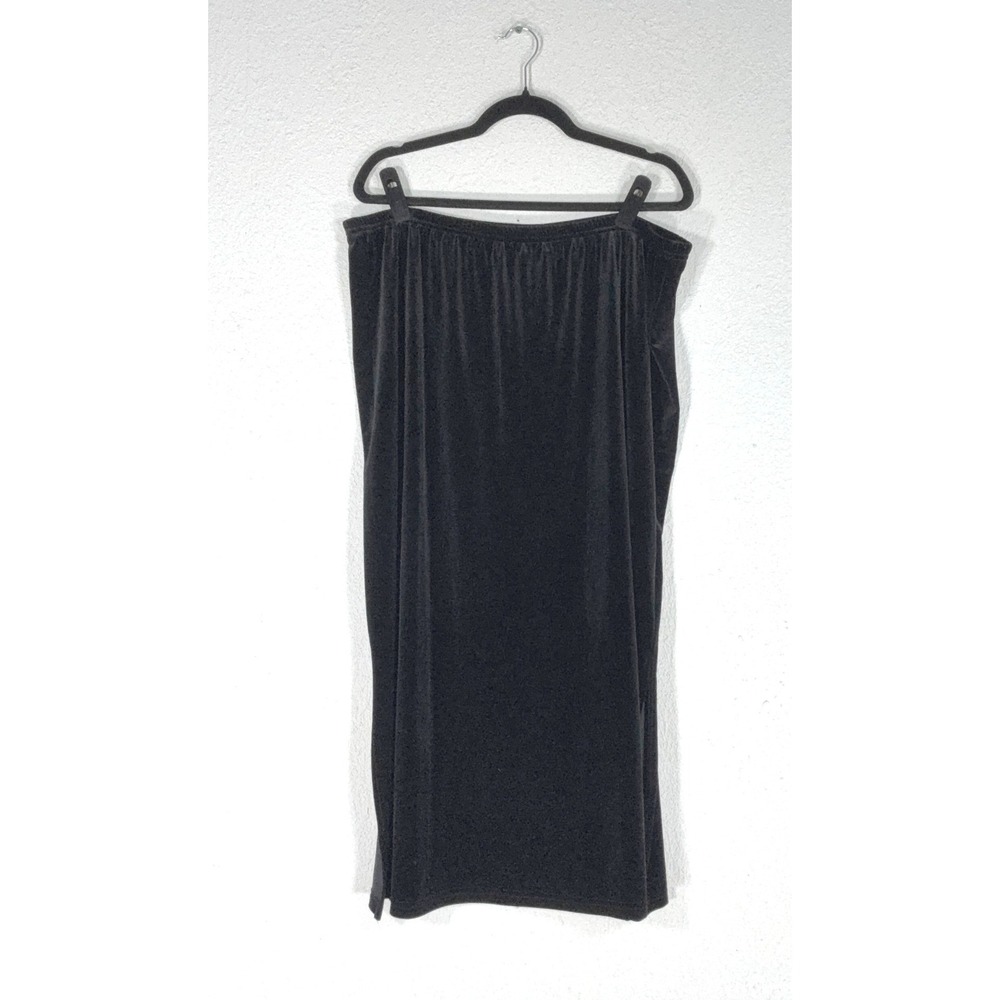 Notations Black Velvet Midi Skirt - 1X- Elastic Waist Stretch Evening Holiday